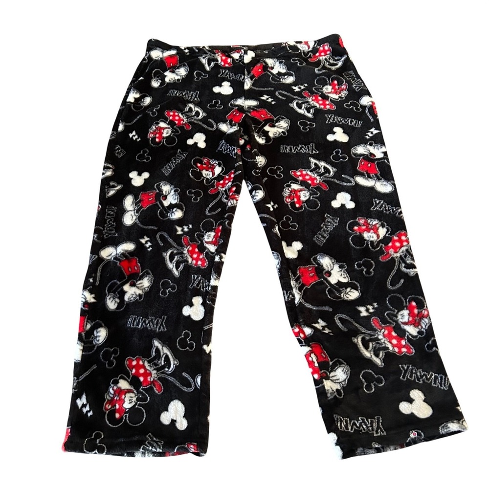Disney Micke Mouse Plush Pajama Pants Womens Size 2X (18W-20W) Black Pajamas Pjs